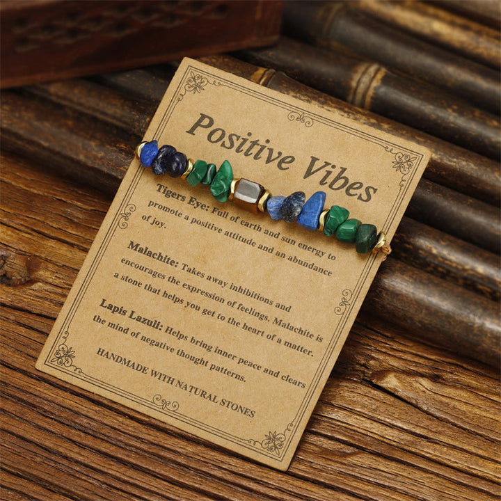 Buddha Stone Positive Vibes Malachite Tiger's Eye Lazurite Anti-anxiety Bracelet - image 2