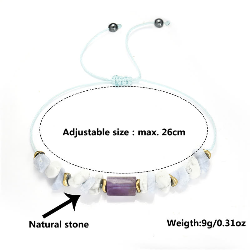 Buddha Stones De-Stress Amethyst Blue Lace Agate Howlite Healing Bracelet - image 10