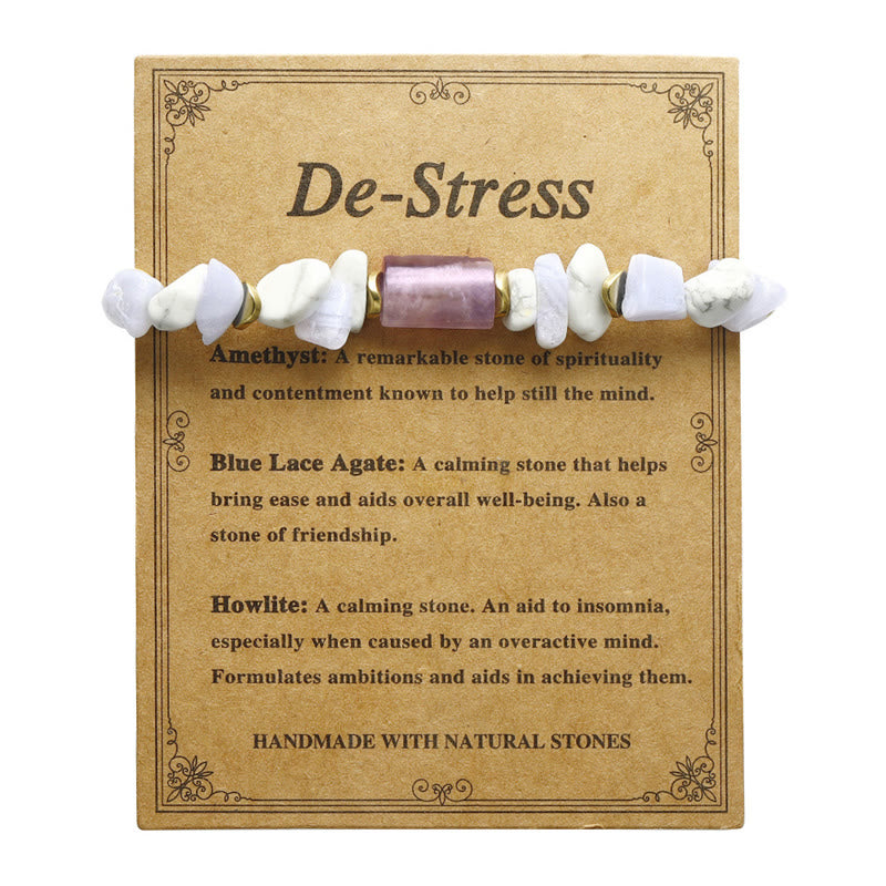Buddha Stones De-Stress Amethyst Blue Lace Agate Howlite Healing Bracelet - image 9