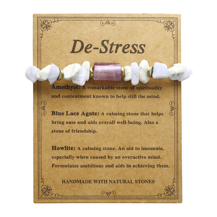 Buddha Stones De-Stress Amethyst Blue Lace Agate Howlite Healing Bracelet - image 9