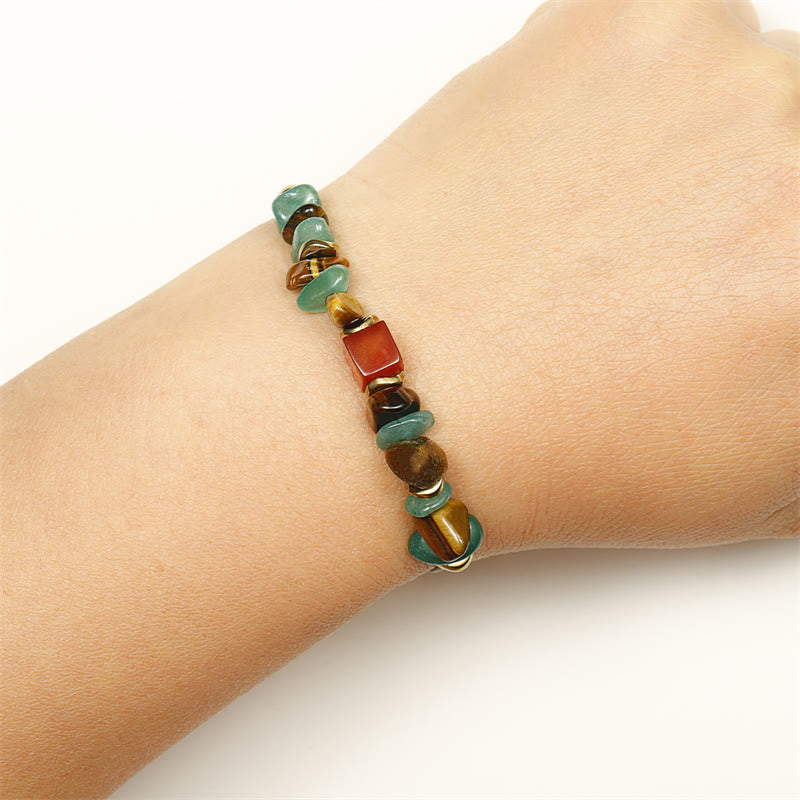 Buddha Stones You Can Do It Green Aventurine Tiger Eye Carnelian Luck Bracelet - image 4