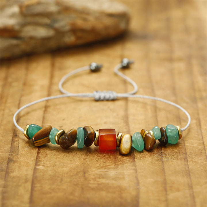 Buddha Stones You Can Do It Green Aventurine Tiger Eye Carnelian Luck Bracelet - image 2