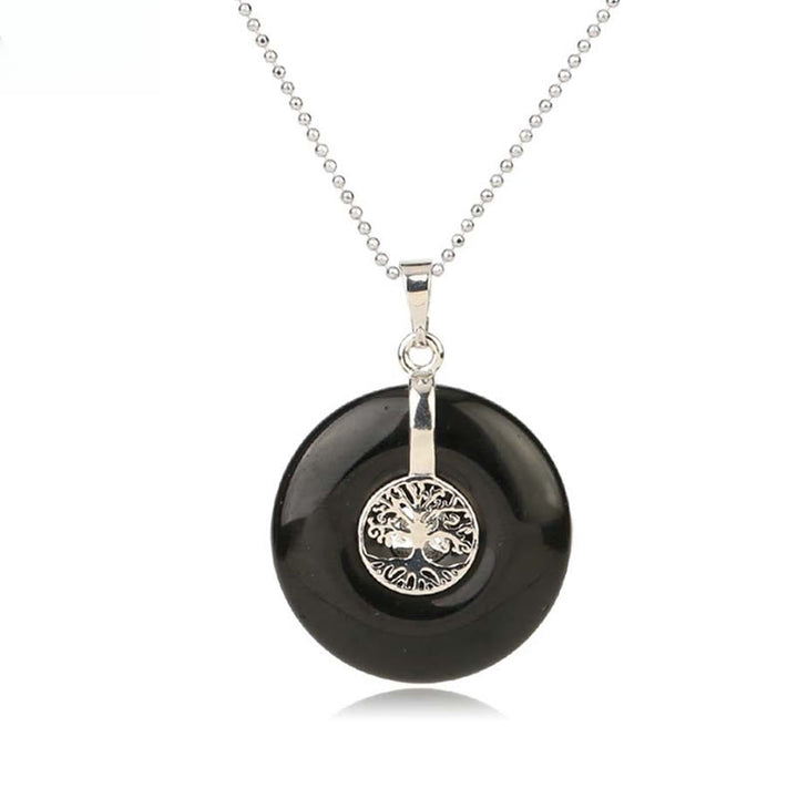 Buddha Stones Various Crystal Rose Quartz Green Aventurine Amethyst The Tree of Life Kindness Necklace Pendant - Black Onyx - image 19