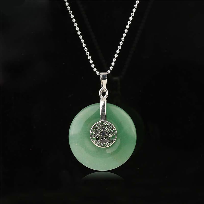 Buddha Stones Various Crystal Rose Quartz Green Aventurine Amethyst The Tree of Life Kindness Necklace Pendant - Green Aventurine - image 4