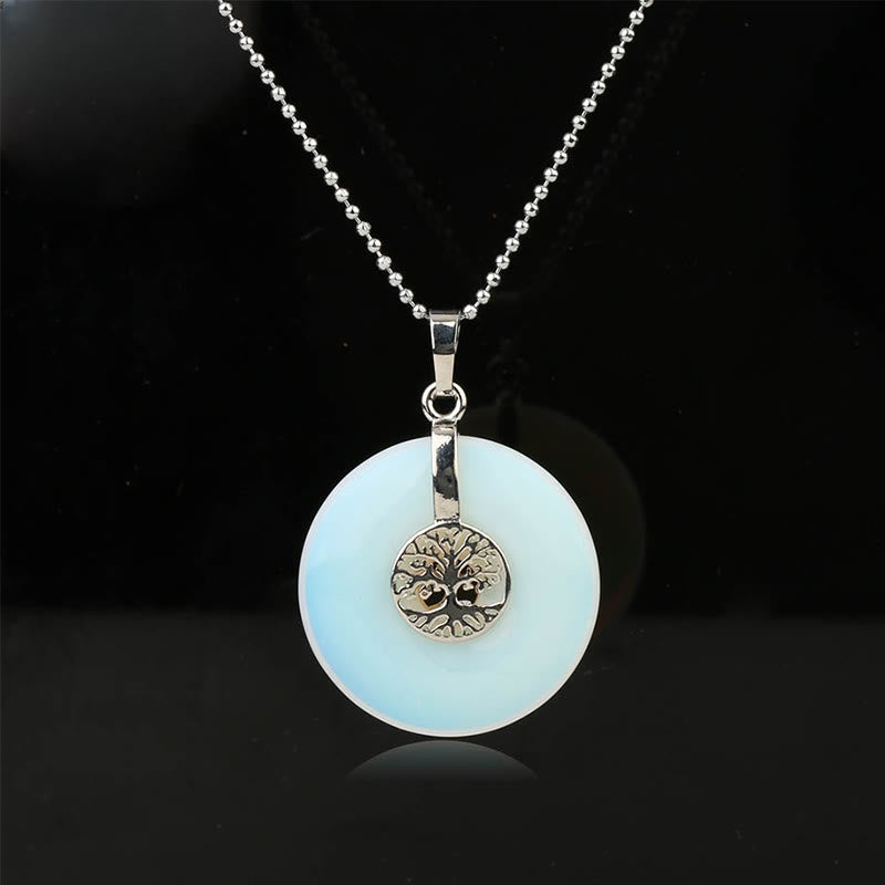 Buddha Stones Various Crystal Rose Quartz Green Aventurine Amethyst The Tree of Life Kindness Necklace Pendant - Opal - image 13
