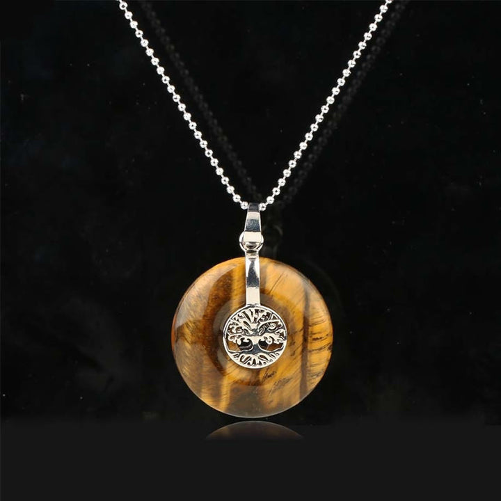 Buddha Stones Various Crystal Rose Quartz Green Aventurine Amethyst The Tree of Life Kindness Necklace Pendant - Tiger's Eye - image 11