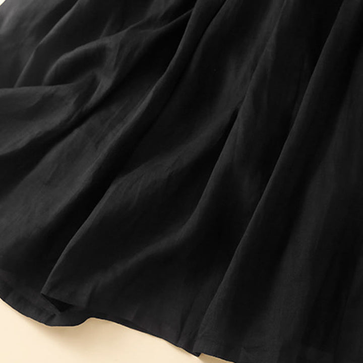 Buddha Stones Plain Lace Up Elastic Waist Cotton Women's Skirt With Pockets - image 20