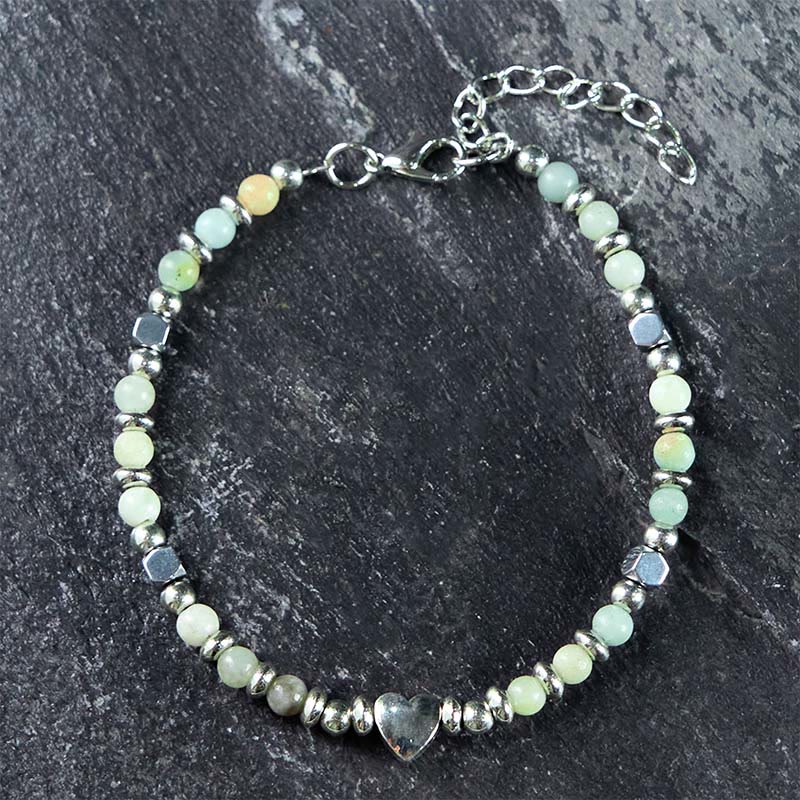 Buddha Stones Natural Stone Amazonite Amethyst Lazurite Lapis Lazuli Rose Quartz Heart Positive Balance Bracelet - image 0