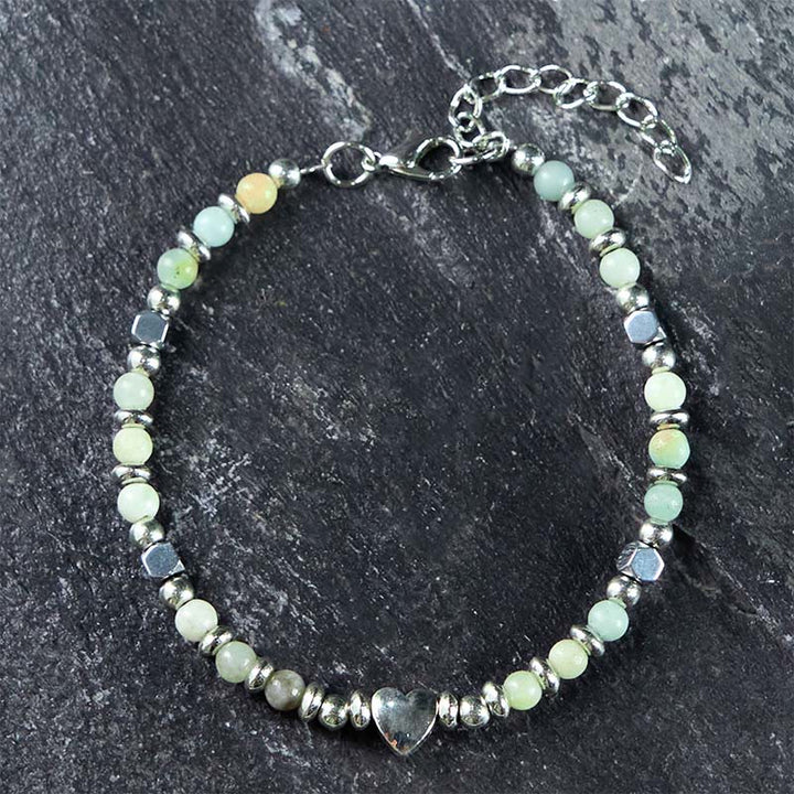 Buddha Stones Natural Stone Amazonite Amethyst Lazurite Rose Quartz Heart Positive Balance Bracelet - Amazonite(Wrist Circumference: 15-23cm) - image 0