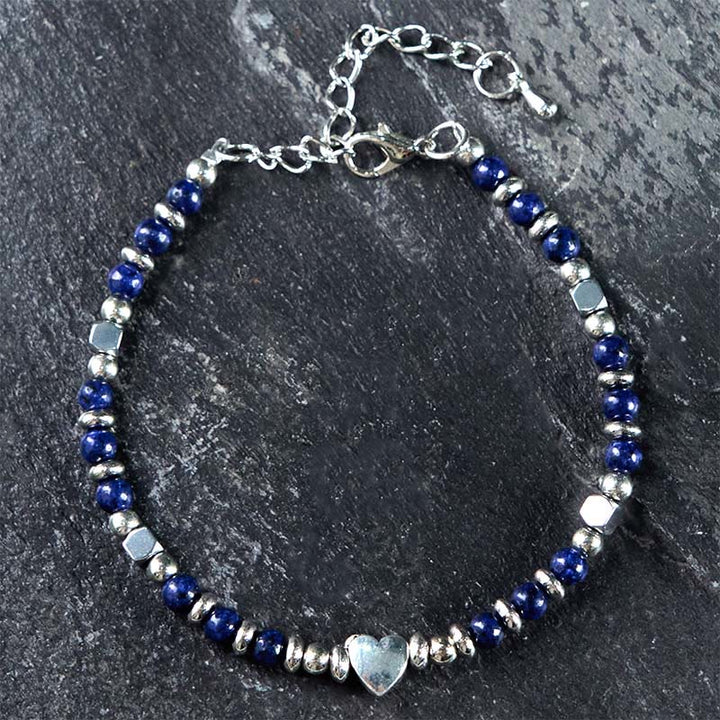 Buddha Stones Natural Stone Amazonite Amethyst Lazurite Rose Quartz Heart Positive Balance Bracelet - Lazurite(Wrist Circumference: 15-23cm) - image 15