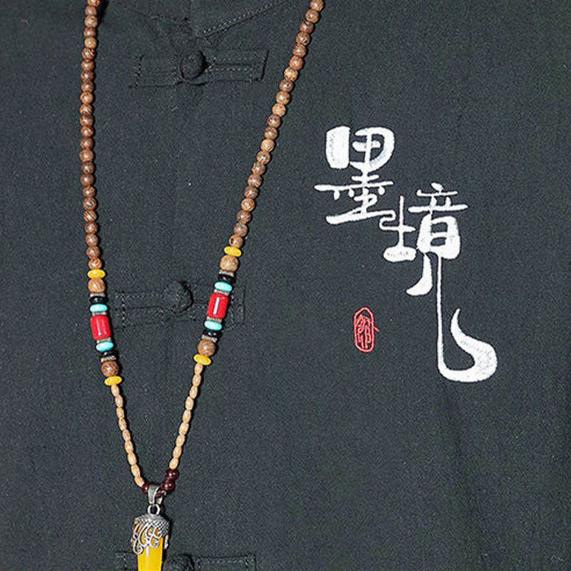 Buddha Stones Frog-Button Chinese Tang Suit Three Quarter Sleeve Cotton Linen Men's Shirt - image 17