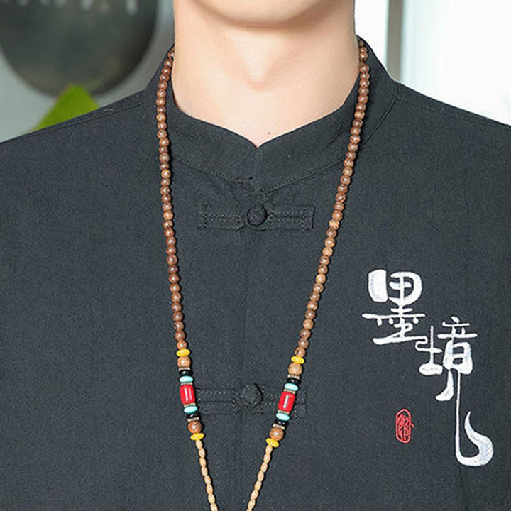 Buddha Stones Frog-Button Chinese Tang Suit Three Quarter Sleeve Cotton Linen Men's Shirt - image 16