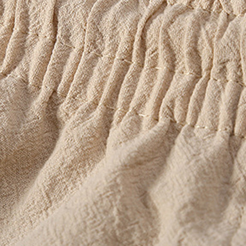 Buddha Stones 2Pcs Solid Color Frog-Button Tang Suit Cotton Linen Short Sleeve Pants Clothing Men's Set - image 11