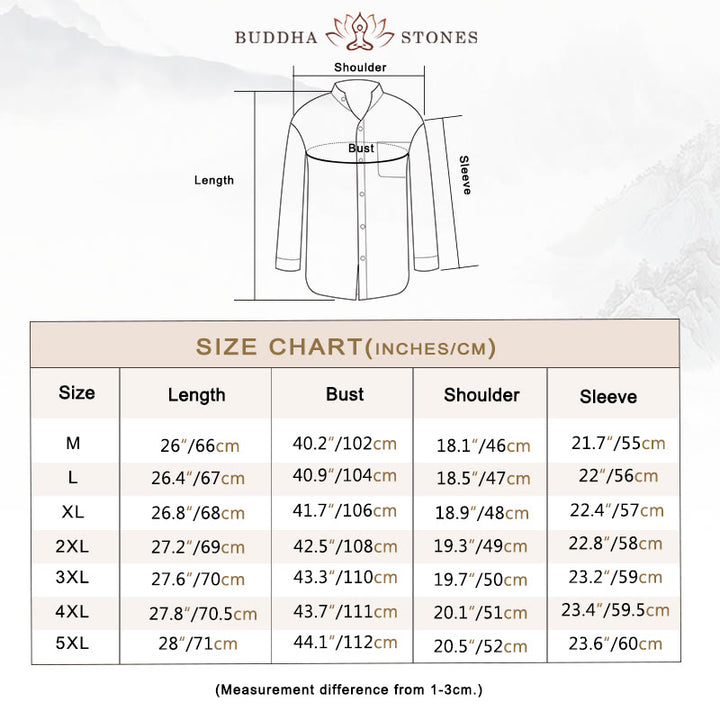 Buddha Stones Men's Long Sleeve Shirt With Pocket Stand Collar Comfort Shirt - image 3