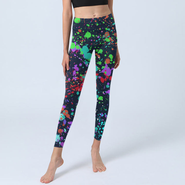 Buddha Stones Black Splash Ink Print Exercise Leggings Women's Yoga Pants - image 6