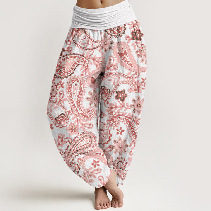 Buddha Stones Casual Paisley Pattern Women's Elastic Waist Harem Pants - Snow - US22，UK/AU26，EU54 (6XL) - image 4