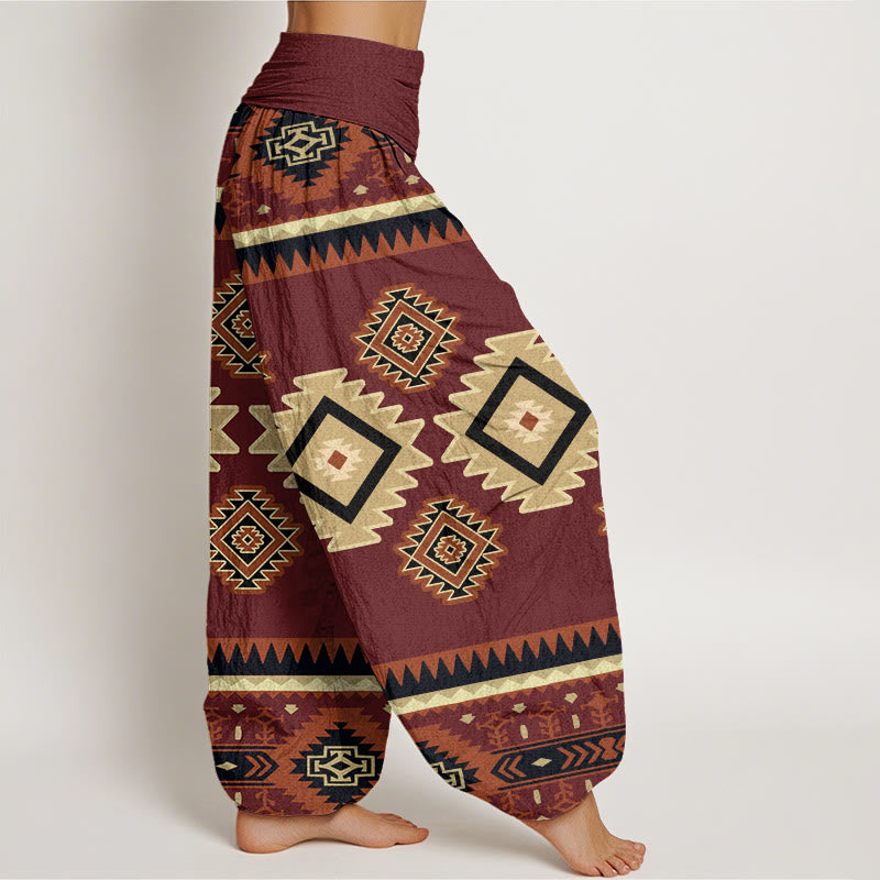 Buddha Stones Casual Symmetrical Navajo Textile Style Pattern Women's Elastic Waist Harem Pants - image 1