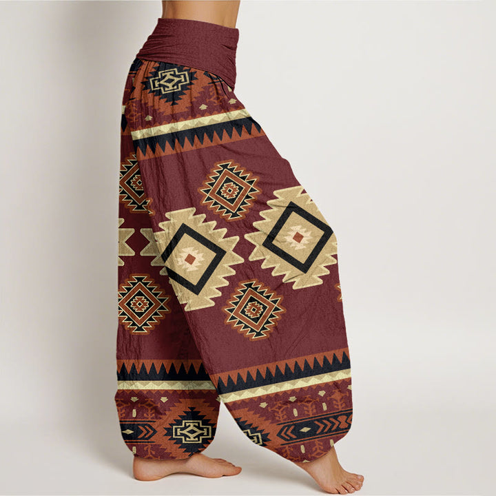 Buddha Stones Casual Symmetrical Navajo Textile Style Pattern Women's Elastic Waist Harem Pants - image 1