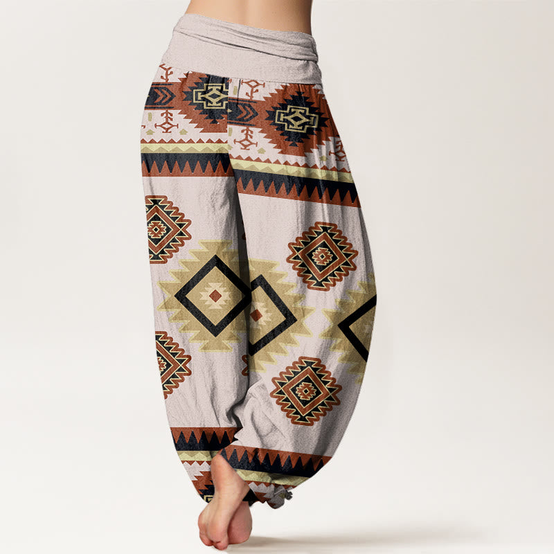 Buddha Stones Casual Symmetrical Navajo Textile Style Pattern Women's Elastic Waist Harem Pants - image 6