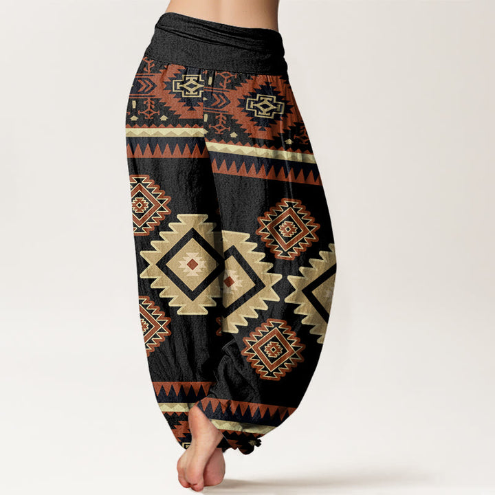 Buddha Stones Casual Symmetrical Navajo Textile Style Pattern Women's Elastic Waist Harem Pants - image 9
