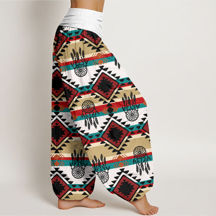 Buddha Stones Casual Symmetrical Dream Catcher Navajo Textile Style Pattern Women's Elastic Waist Harem Pants - image 5