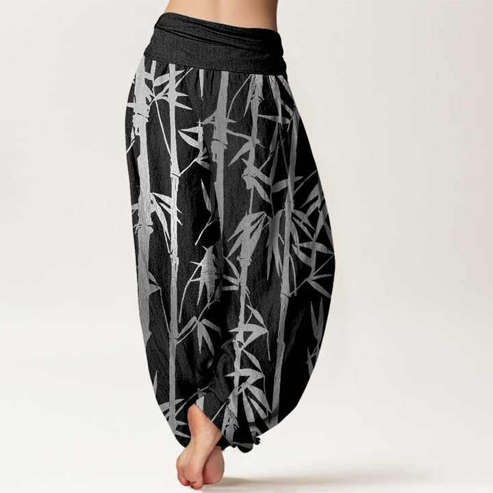 Buddha Stones Casual Bamboo Stems Leaves Pattern Women's Elastic Waist Harem Pants - image 6