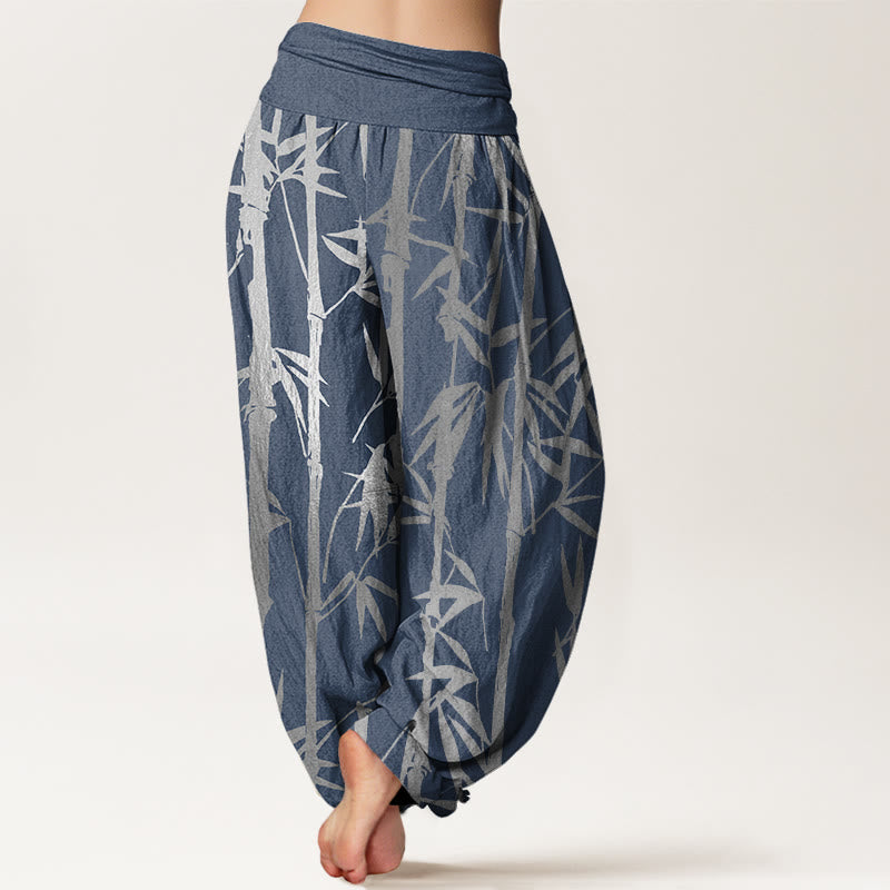 Buddha Stones Casual Bamboo Stems Leaves Pattern Women's Elastic Waist Harem Pants - image 9