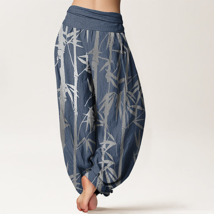 Buddha Stones Casual Bamboo Stems Leaves Pattern Women's Elastic Waist Harem Pants - image 9