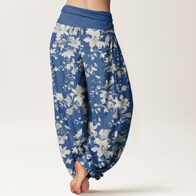 Buddha Stones Leaves Design Women's Elastic Waist Harem Pants - image 8