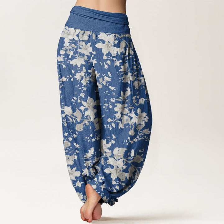 Buddha Stones Cotton Leaves Design Women's Elastic Waist Harem Pants - image 8