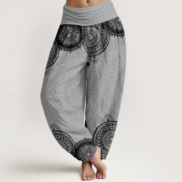 Buddha Stones Circular Mandala Design Women's Elastic Waist Harem Pants - LightGrey - US22，UK/AU26，EU54 (6XL) - image 7