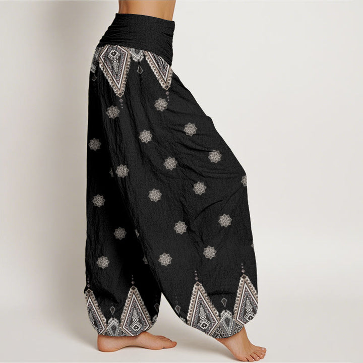Buddha Stones Bohemian Geometric Floral Design Women's Elastic Waist Harem Pants - image 2