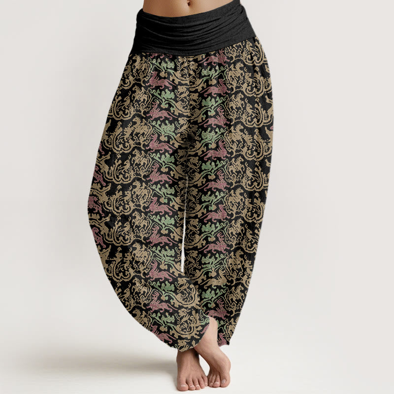 Buddha Stones Animal Stripes Design Women's Elastic Waist Harem Pants - Black - US22，UK/AU26，EU54 (6XL) - image 0