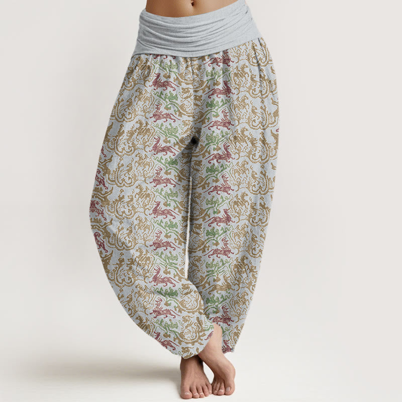 Buddha Stones Animal Stripes Design Women's Elastic Waist Harem Pants - LightGrey - US22，UK/AU26，EU54 (6XL) - image 4