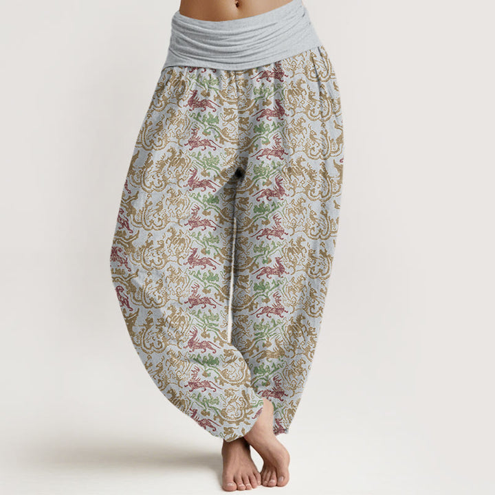 Buddha Stones Animal Stripes Design Women's Elastic Waist Harem Pants - LightGrey - US22，UK/AU26，EU54 (6XL) - image 4