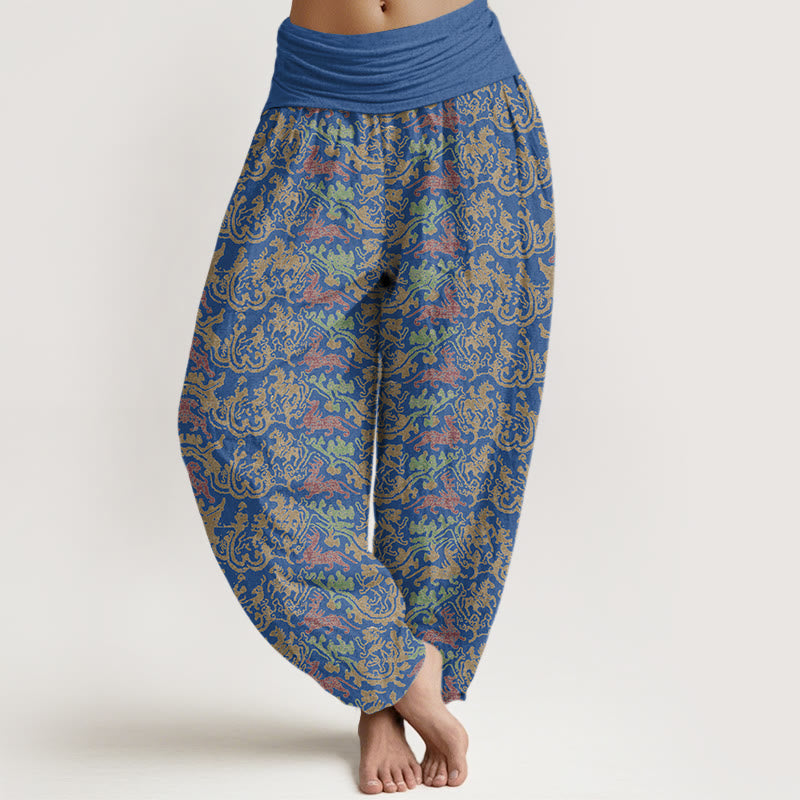 Buddha Stones Animal Stripes Design Women's Elastic Waist Harem Pants - SteelBlue - US22，UK/AU26，EU54 (6XL) - image 7