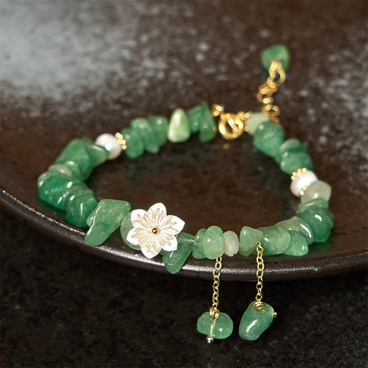 Buddha Stones Natural Strawberry Quartz Green Strawberry Quartz Super Seven Crystal Flower Healing Bracelet - image 2