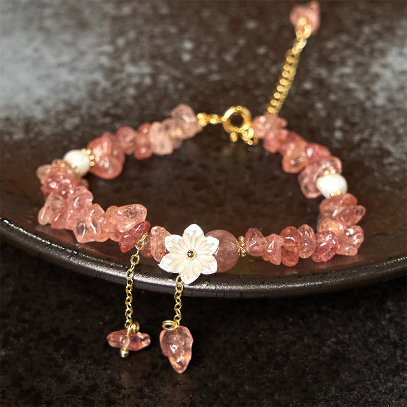 Buddha Stones Natural Strawberry Quartz Green Strawberry Quartz Super Seven Crystal Flower Healing Bracelet - image 16