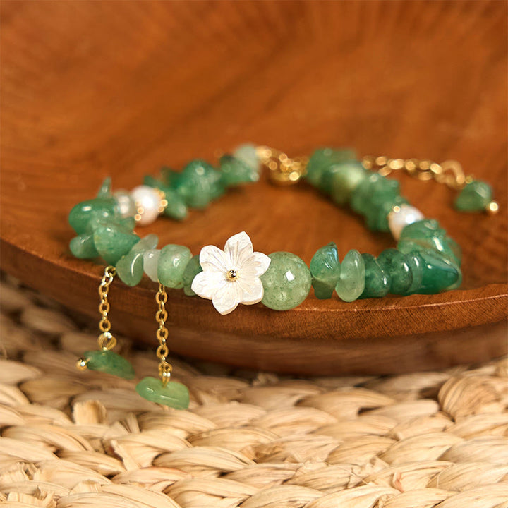 Buddha Stones Natural Strawberry Quartz Green Strawberry Quartz Super Seven Crystal Flower Healing Bracelet - image 1