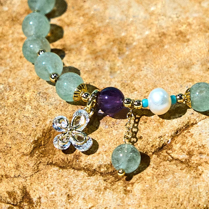 Buddha Stones Natural Strawberry Quartz Green Strawberry Quartz Butterfly Charm Love Bracelet - image 14