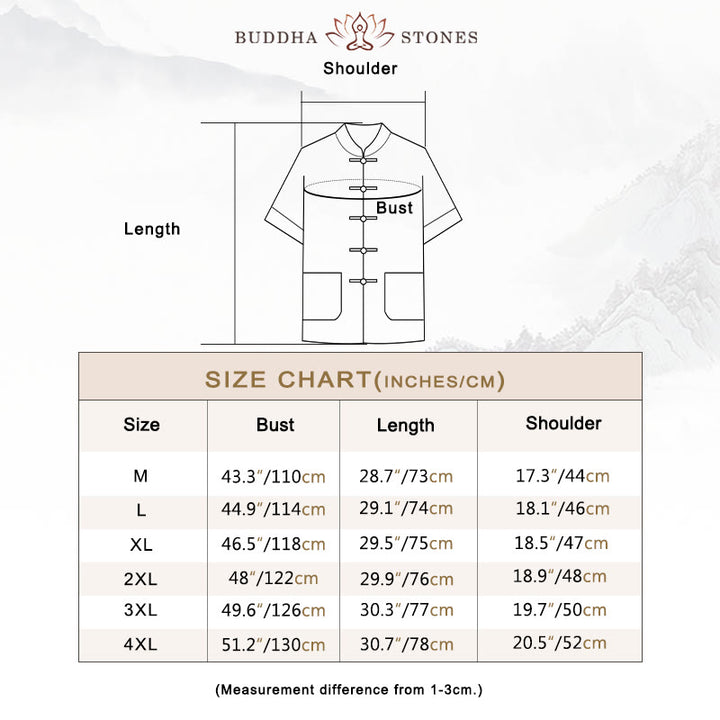 Buddha Stones Tang Frog-Button Three Quarter Sleeve Shirt Wide Leg Pants Cotton Linen Men's Suit - image 3