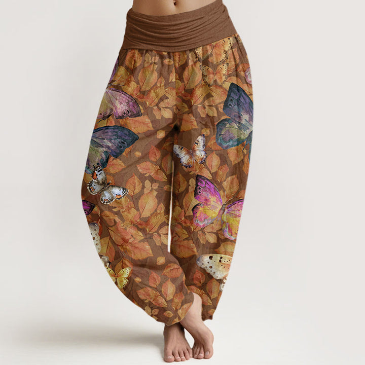 Buddha Stones Casual Vivid Butterfly Dead Leaves Pattern Women's Elastic Waist Harem Pants - Sienna - US22，UK/AU26，EU54 (6XL) - image 0