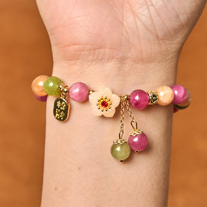 Buddha Stones Natural Tourmaline Fu Character Flower Lucky Brand Bracelet - image 3