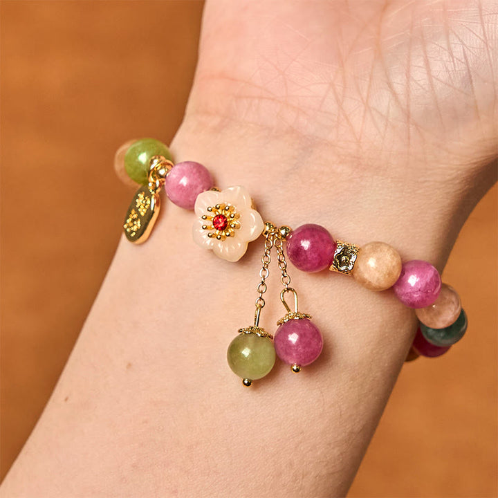 Buddha Stones Natural Tourmaline Fu Character Flower Lucky Brand Bracelet - image 2