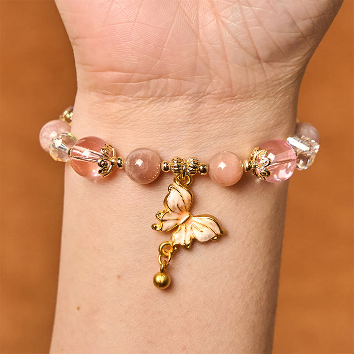 Buddha Stones Natural Amethyst Sun Stone Butterfly Peace Bracelet - image 14