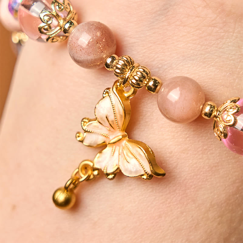 Buddha Stones Natural Amethyst Sun Stone Butterfly Peace Bracelet - image 16