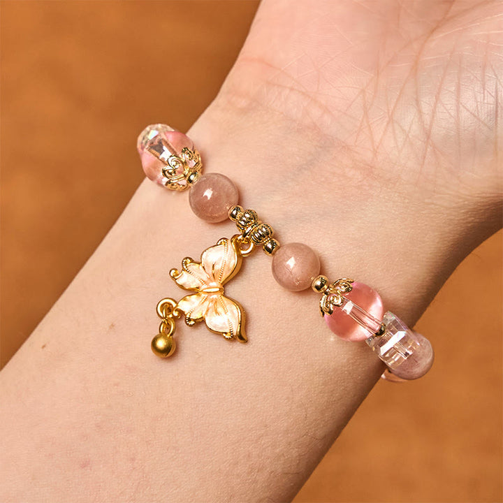 Buddha Stones Natural Amethyst Sun Stone Butterfly Peace Bracelet - image 15