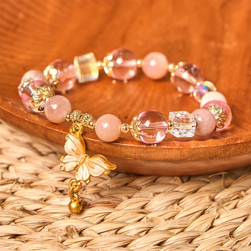 Buddha Stones Natural Amethyst Sun Stone Butterfly Peace Bracelet - image 13