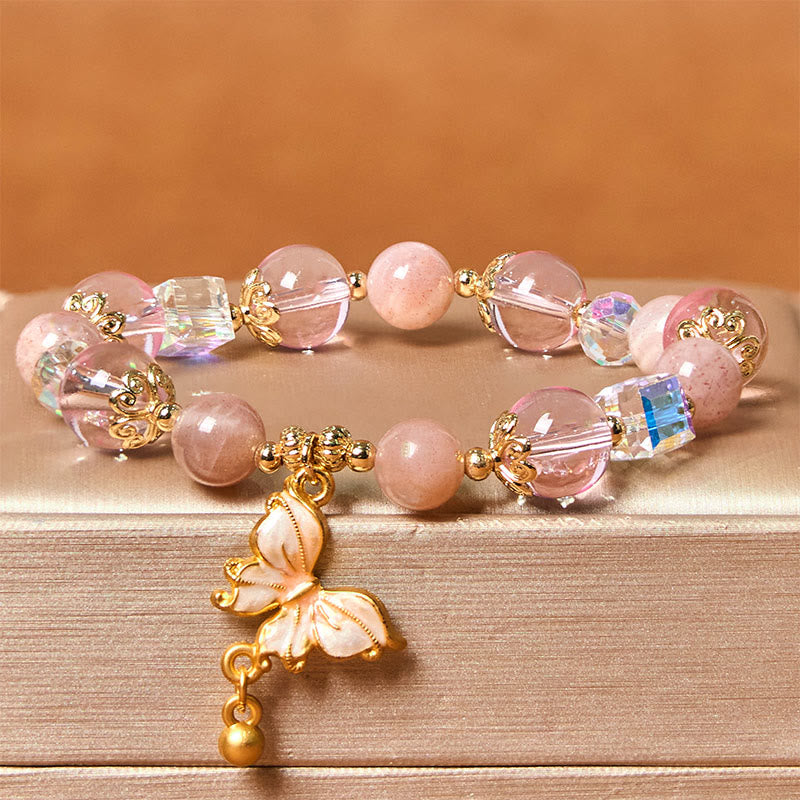 Buddha Stones Natural Amethyst Sun Stone Butterfly Peace Bracelet - Sun Stone(Wrist Circumference: 14-18cm) - image 12