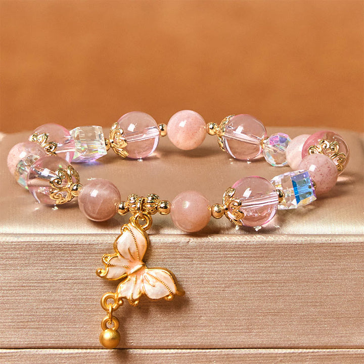 Buddha Stones Natural Amethyst Sun Stone Butterfly Peace Bracelet - Sun Stone(Wrist Circumference: 14-18cm) - image 12